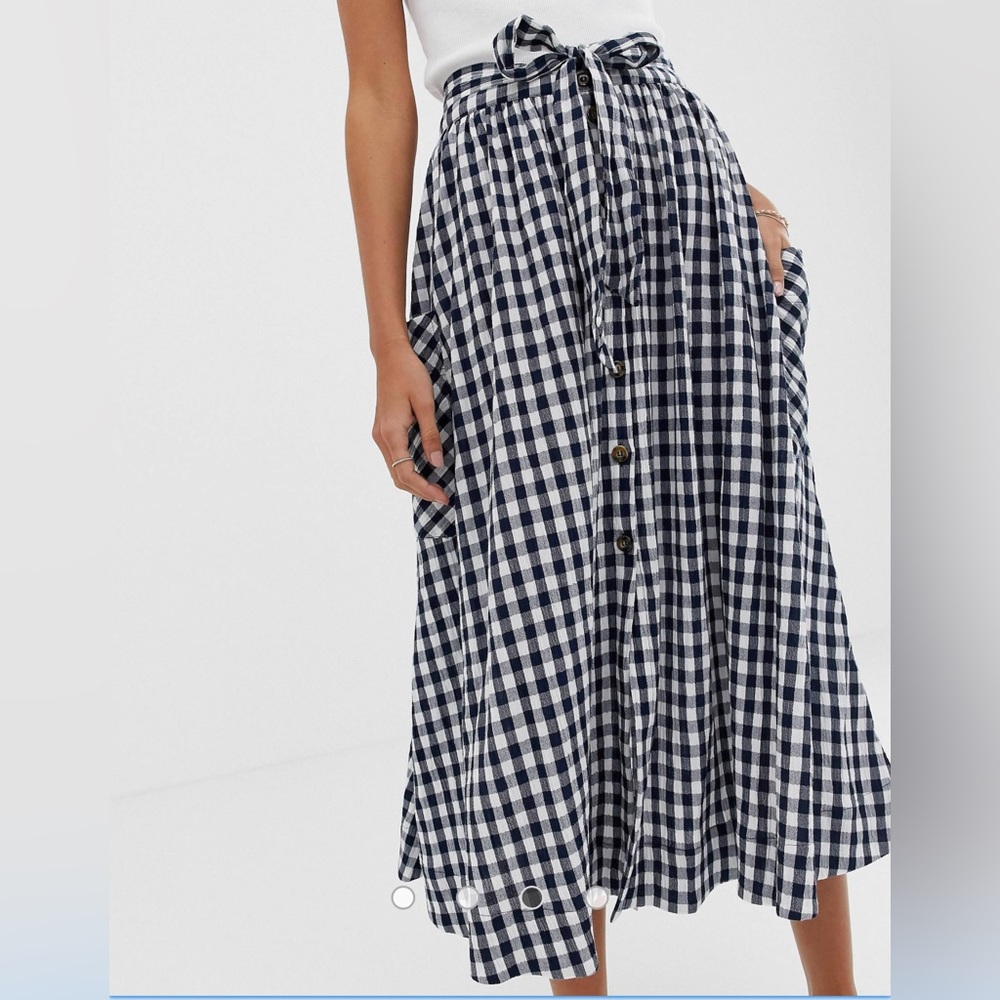 ASOS DESIGN gingham full midi skirt with belt and pockets